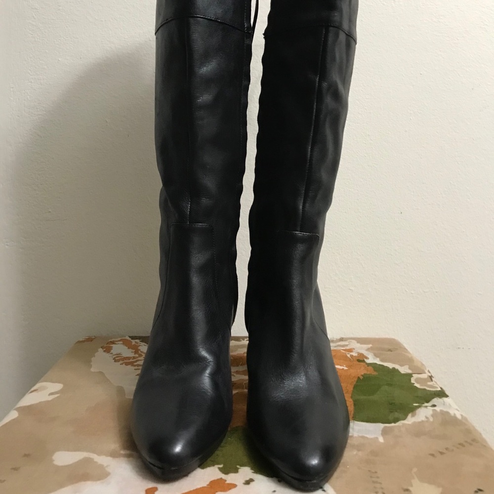 Ralph Lauren tall black leather high heel boots